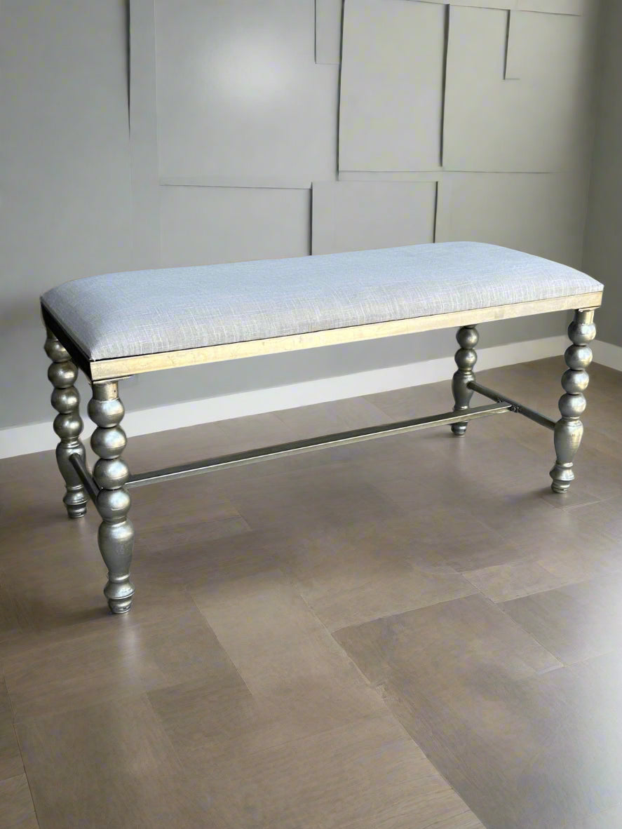Milly Modern Gray Bench with Tube Pillow