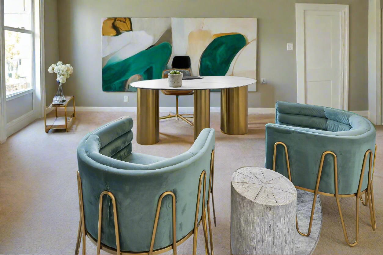 Alexa Green Velvet Barrel Chair