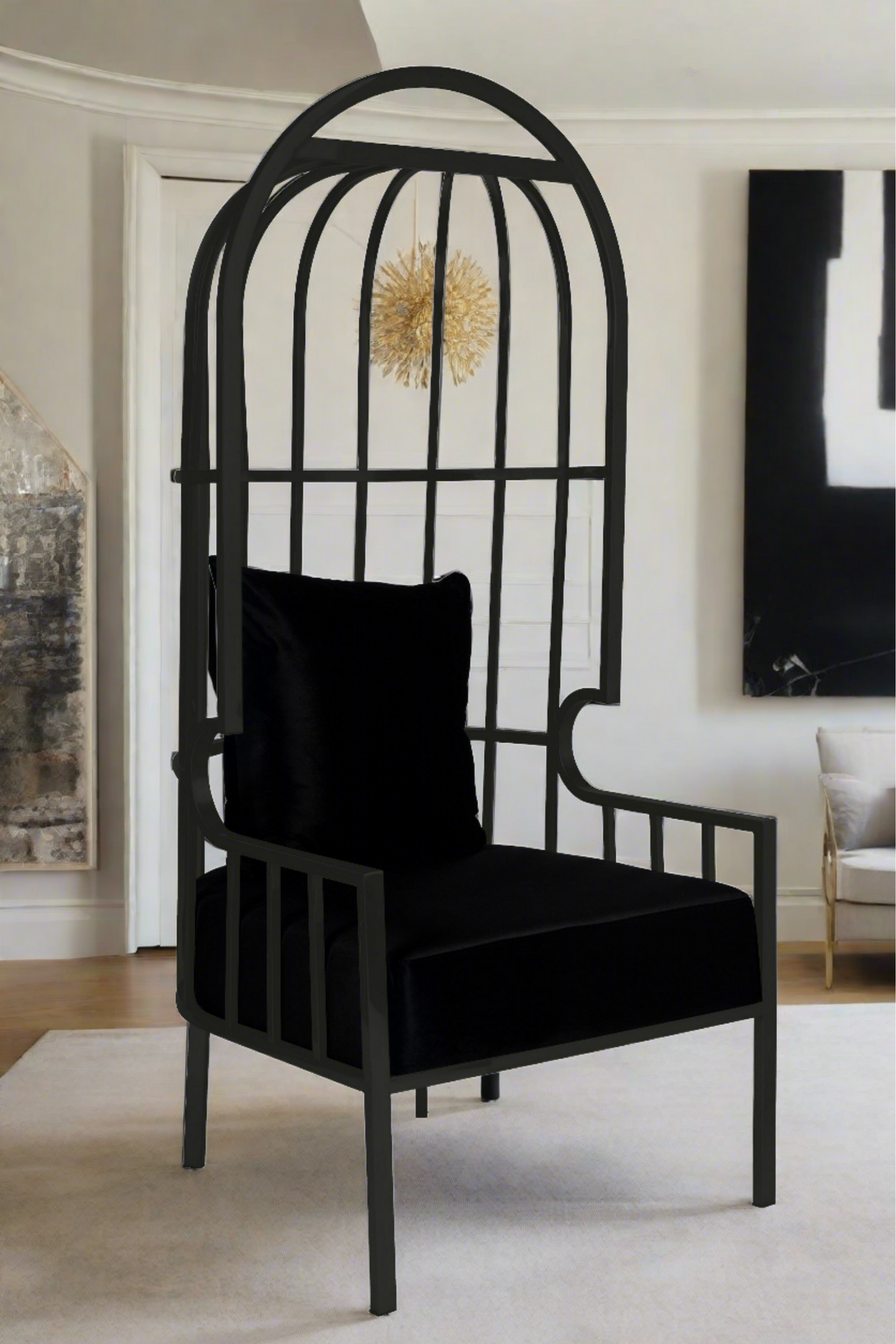 black tall balloon chair statement accent chair event chair wedding chair lounge chair