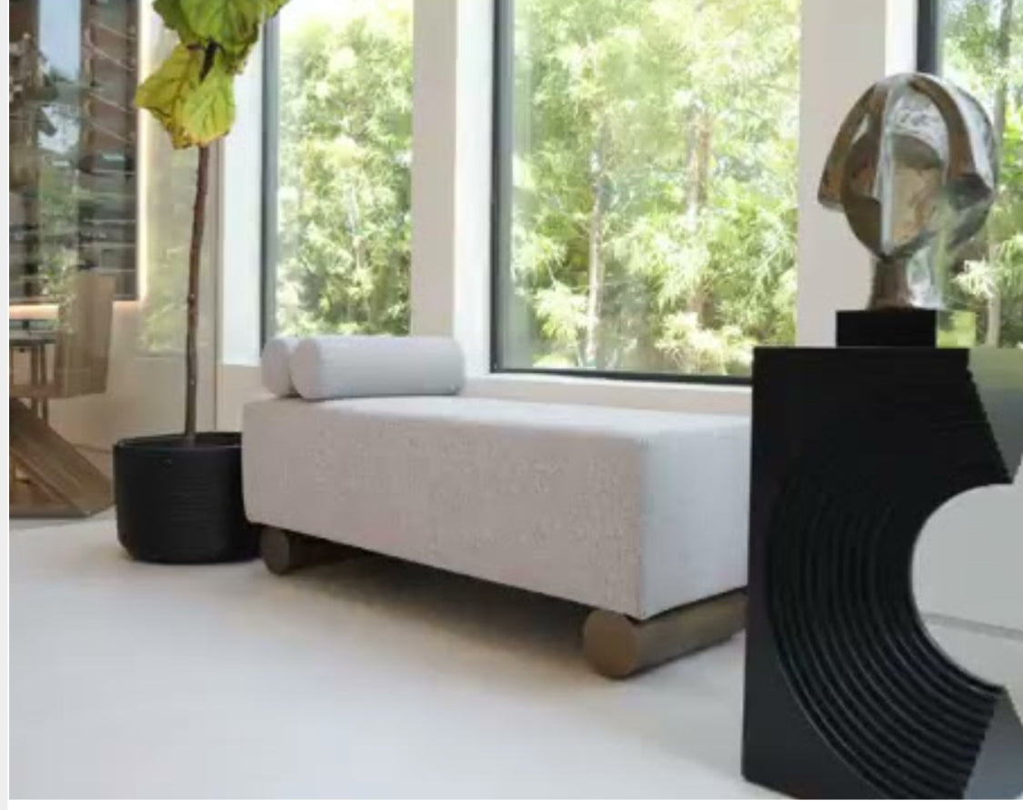 Milly Modern Gray Bench with Tube Pillow