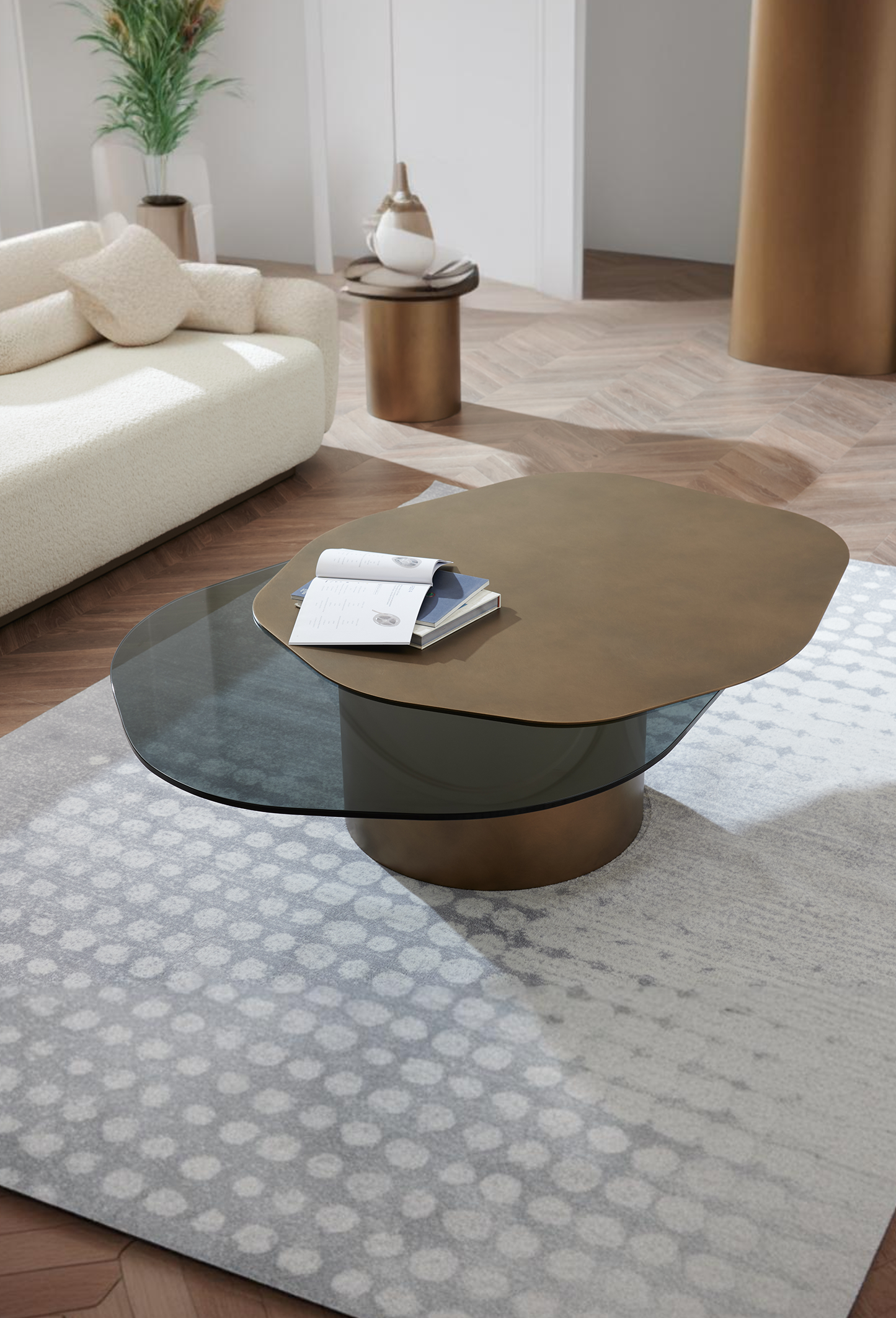 free form brass coffee table