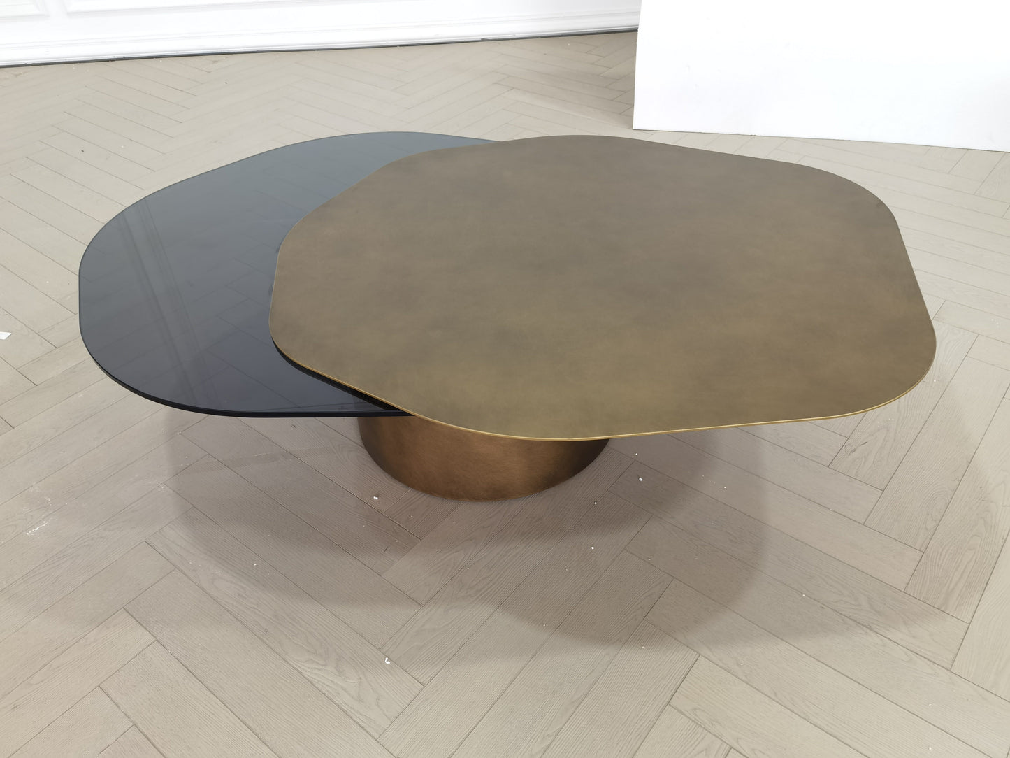 black and brass coffee table