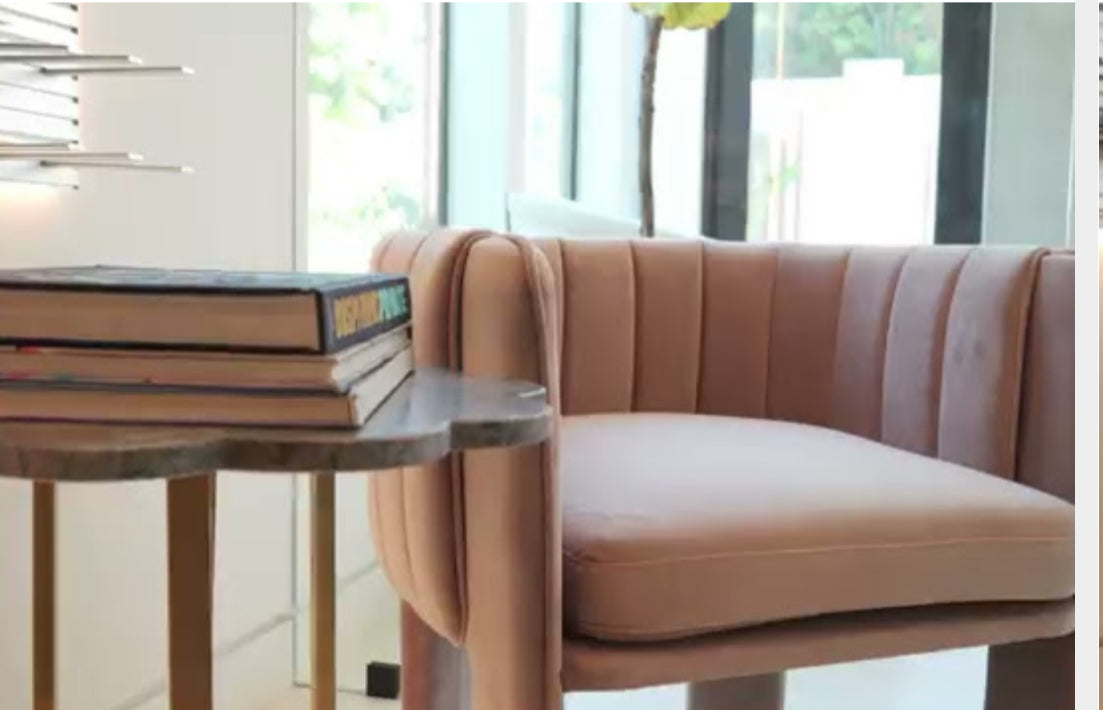 pink velvet chair