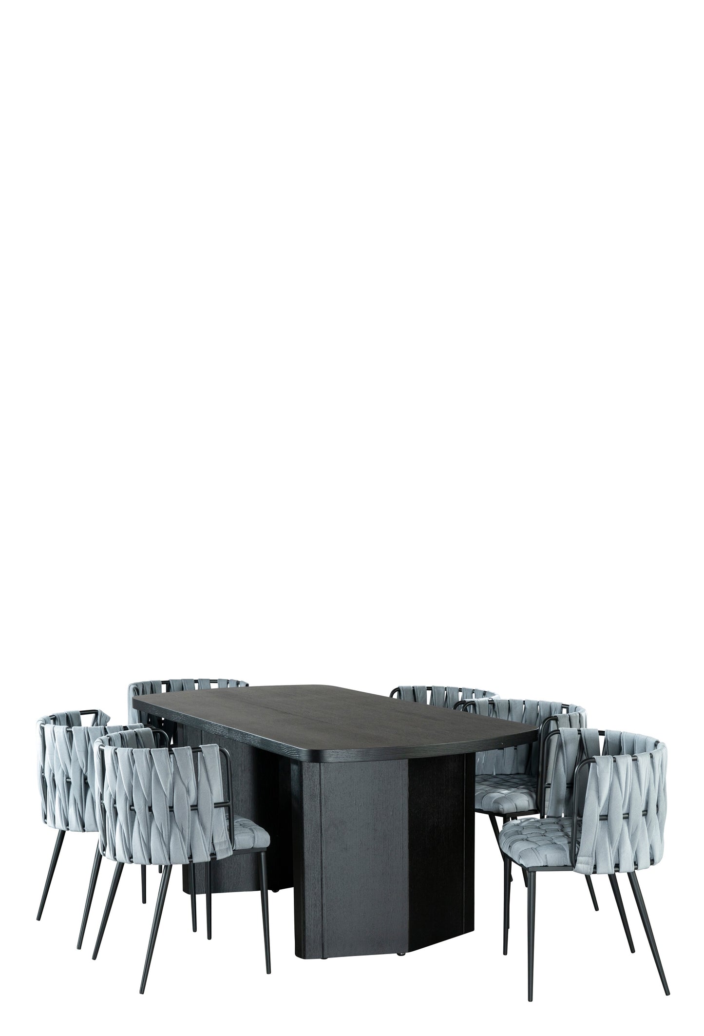 Bradley Rectangular Dining Table Set for 6 with Gray Chairs