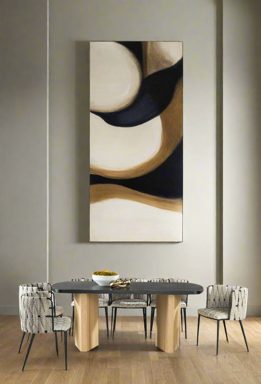 black and oak dining table