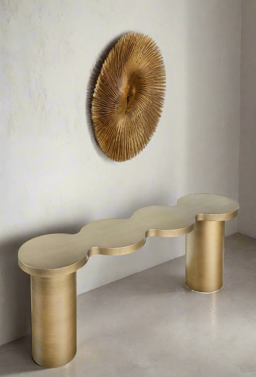 Modern Irregular Shape Nuage Console Table in Brass