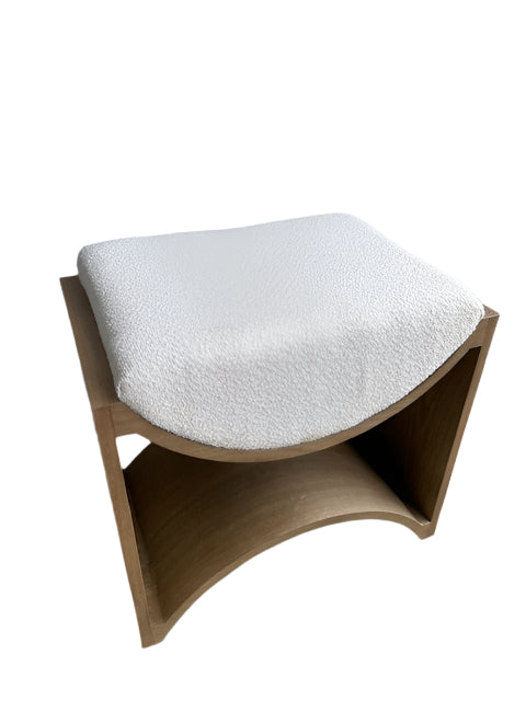 white upholstered stool