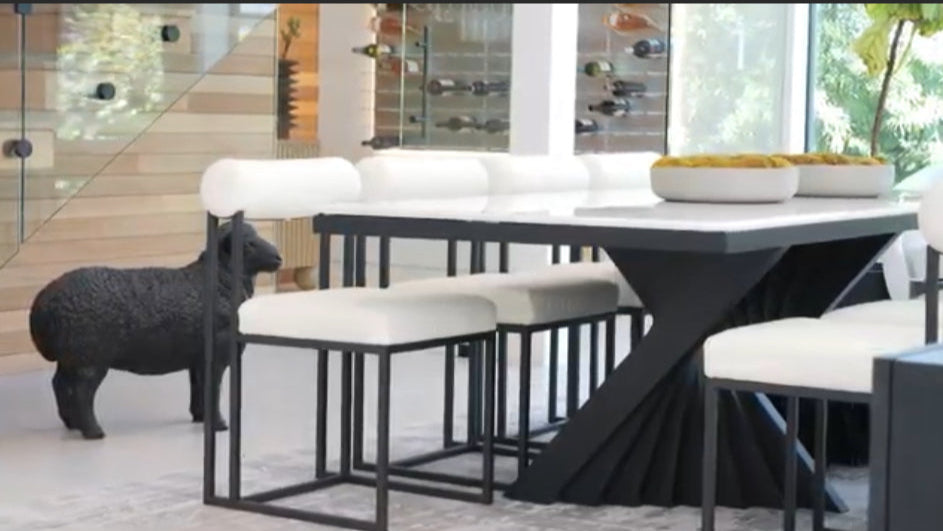 Waterfall Rectangular Marble Top 92"long Dining Table