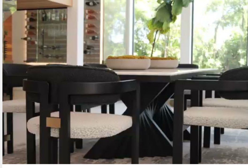 Conan Wood Dining Armchair Chair in Black and White