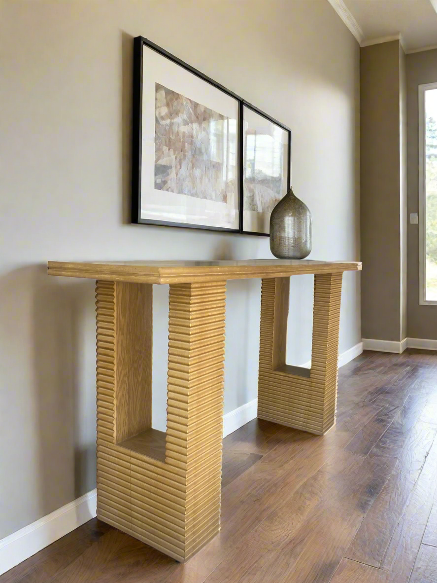 Click Wood Fluted Console Table