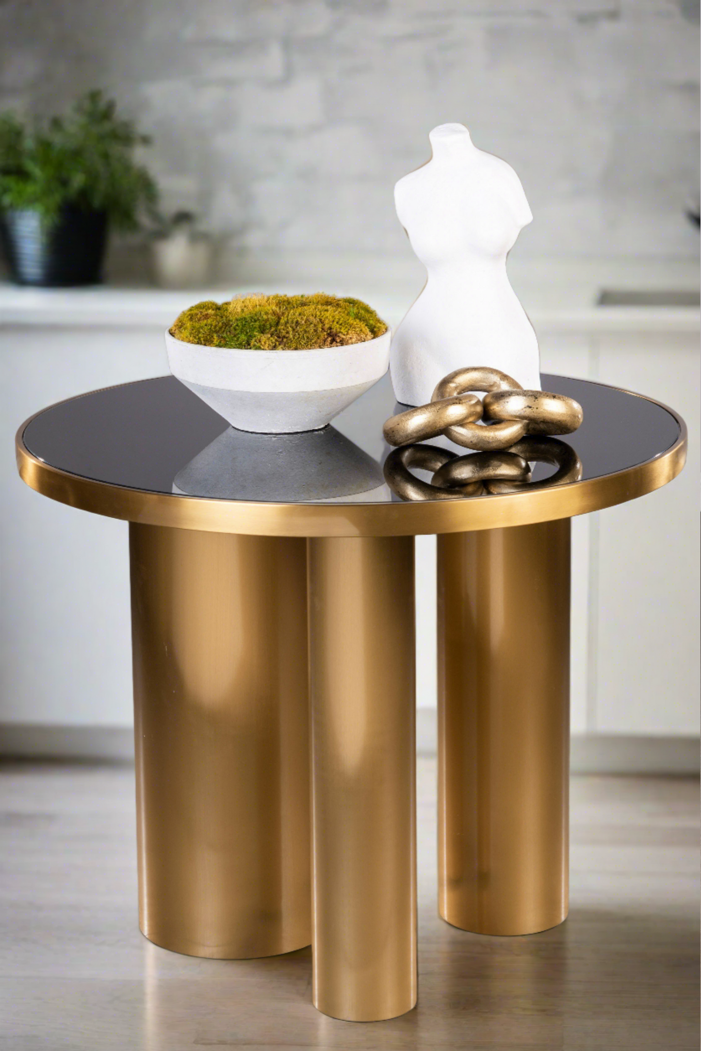 gold and black contemporary entry way table