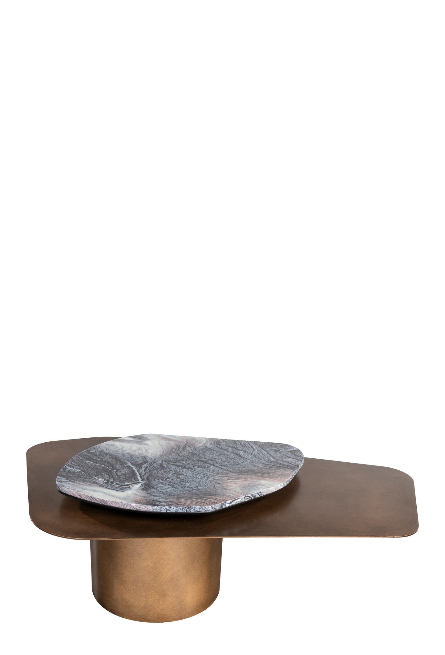 Modern Irregular Alexis Rotating Marble Top Coffee Table