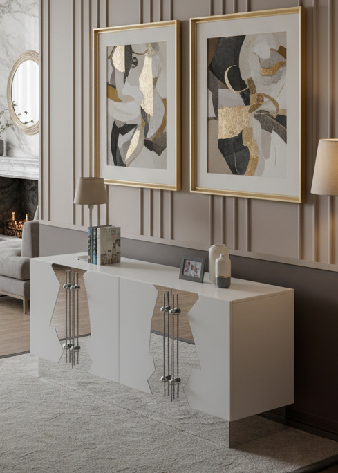 Callista Sideboard in White and Silver