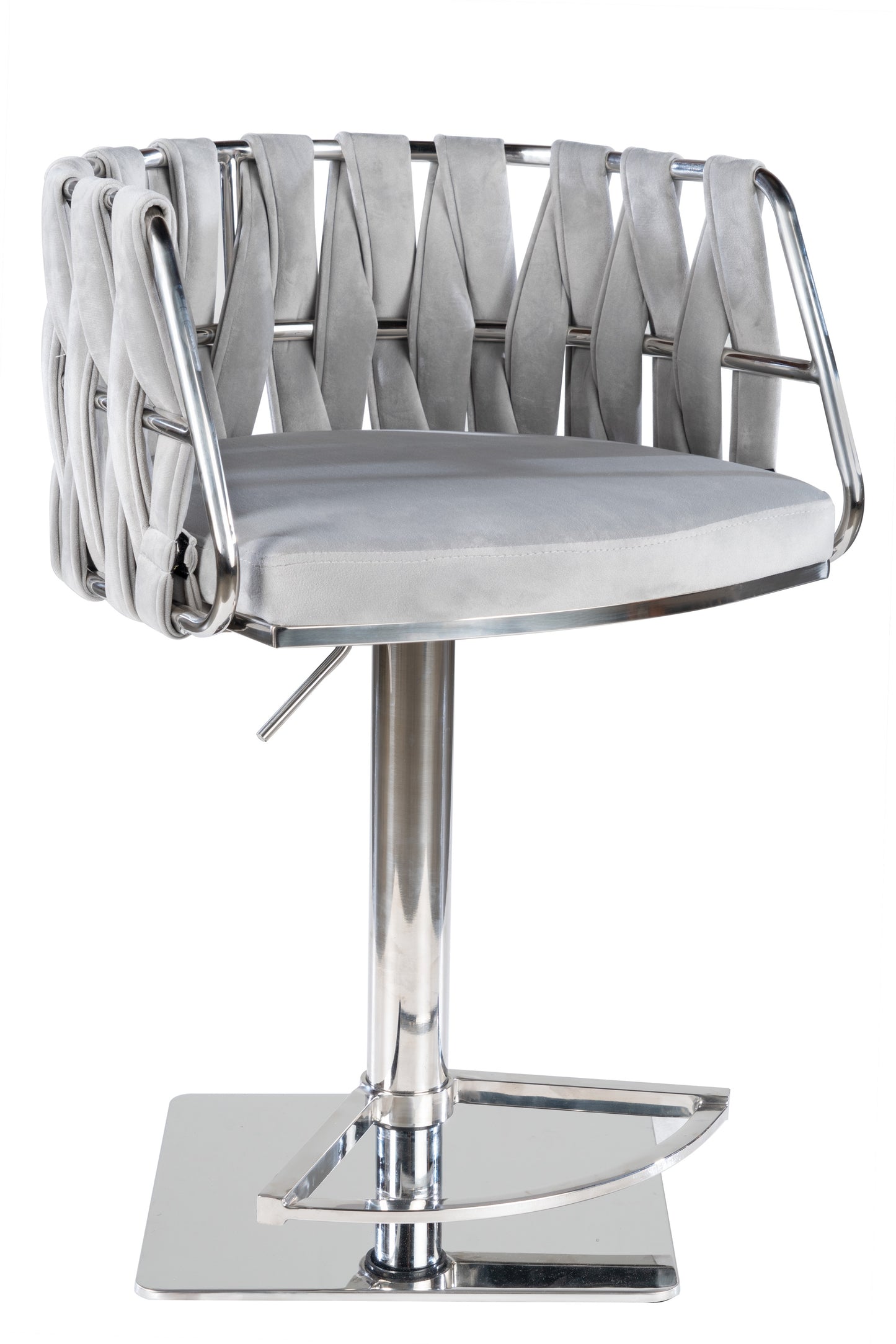 gray and chrome adjustable swivel kitchen counter stool chair