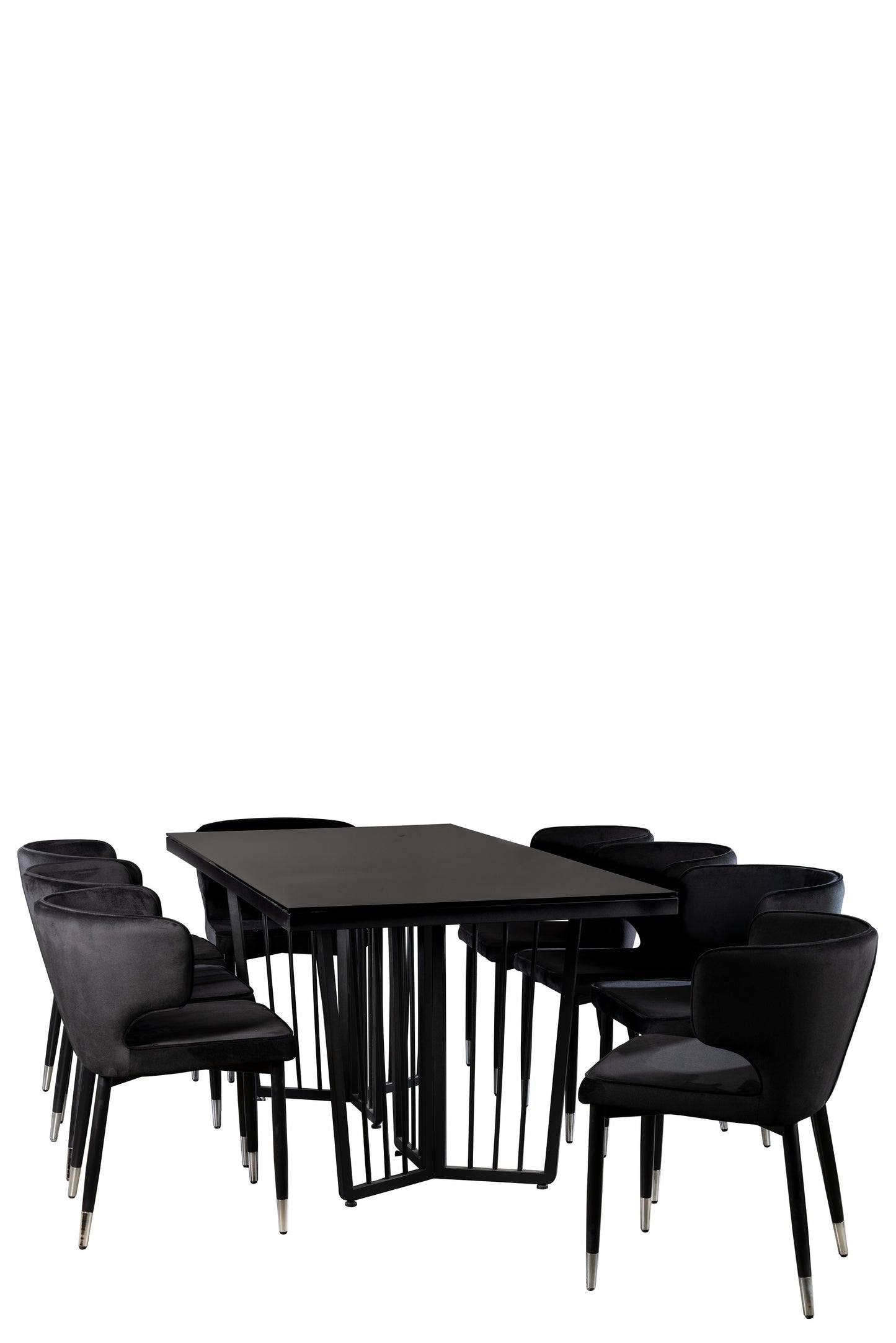 Kayla Upholstered Dining Chair in Black Velvet and Silver