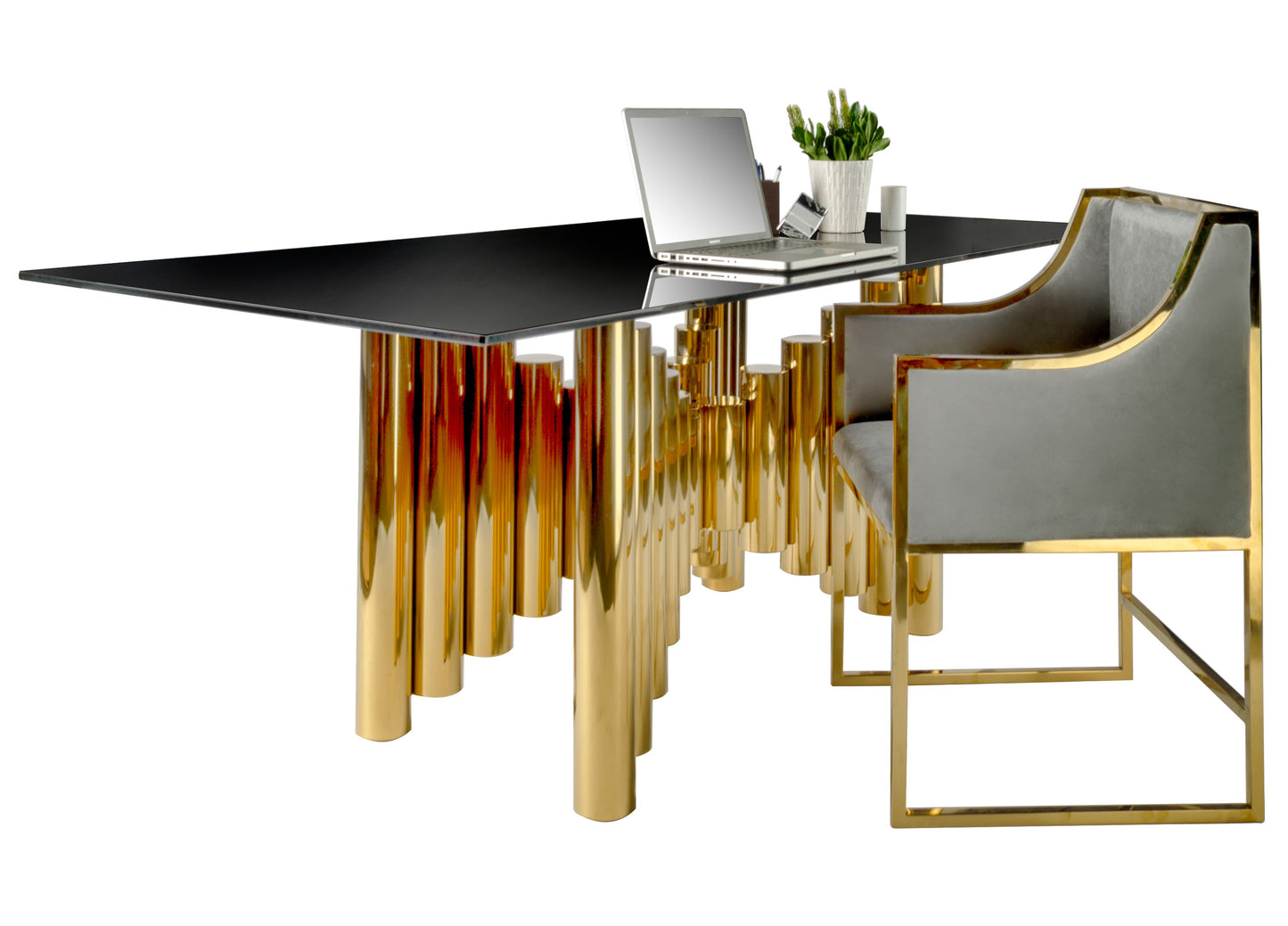 grey and gold dining chairs