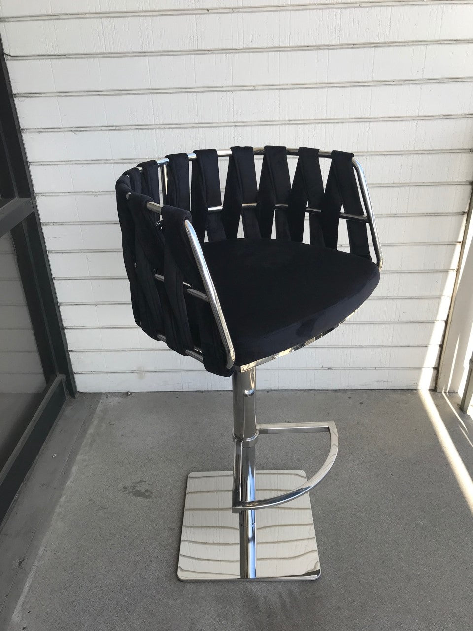 black and chrome kitchen counter chair