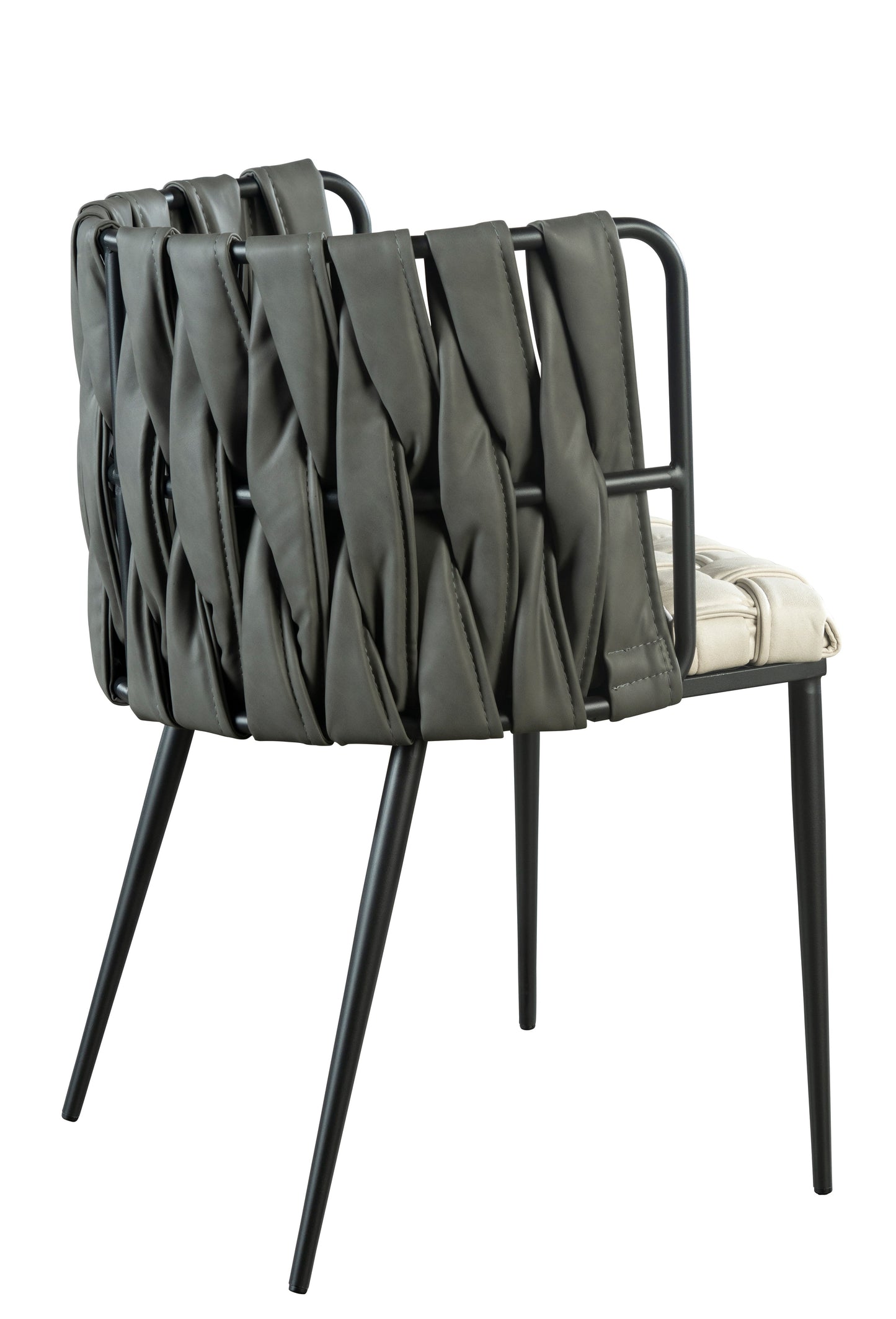 Adonis Round Dining Table Set for 6 with Gray and White Chairs