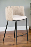 scallop back, faux leather seat, black and white counter stool