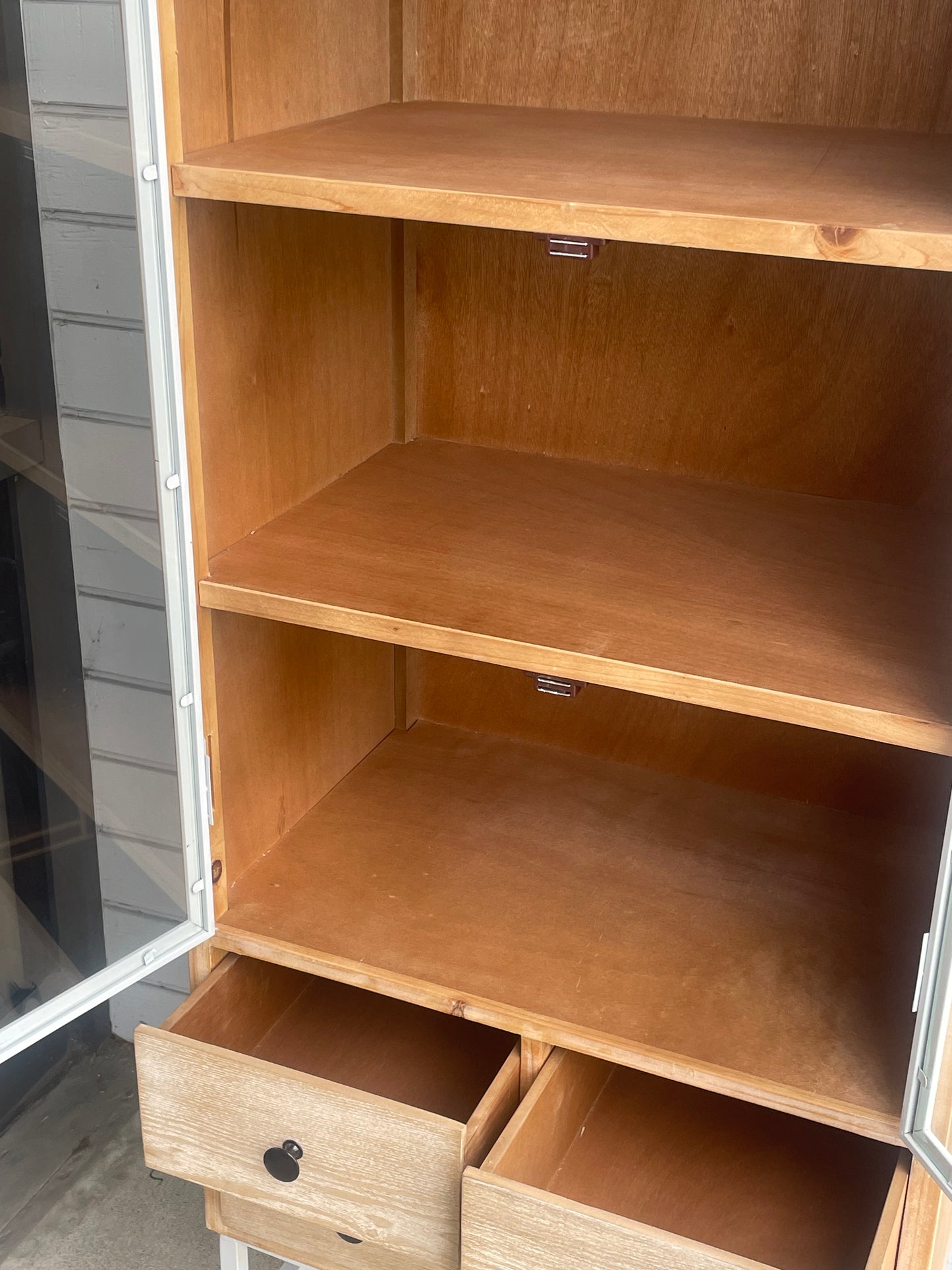 storage cabinet with glass doors