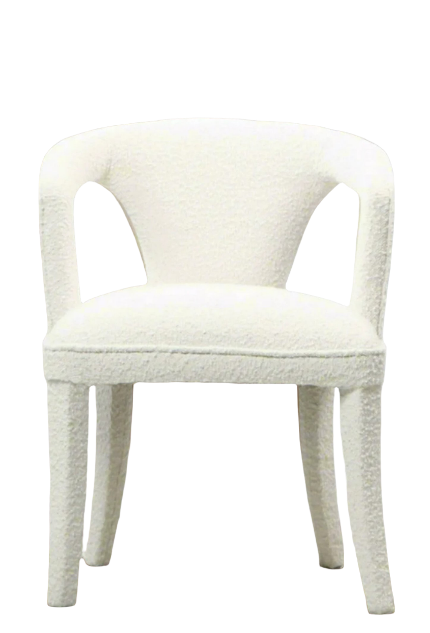 white boucle dining chair