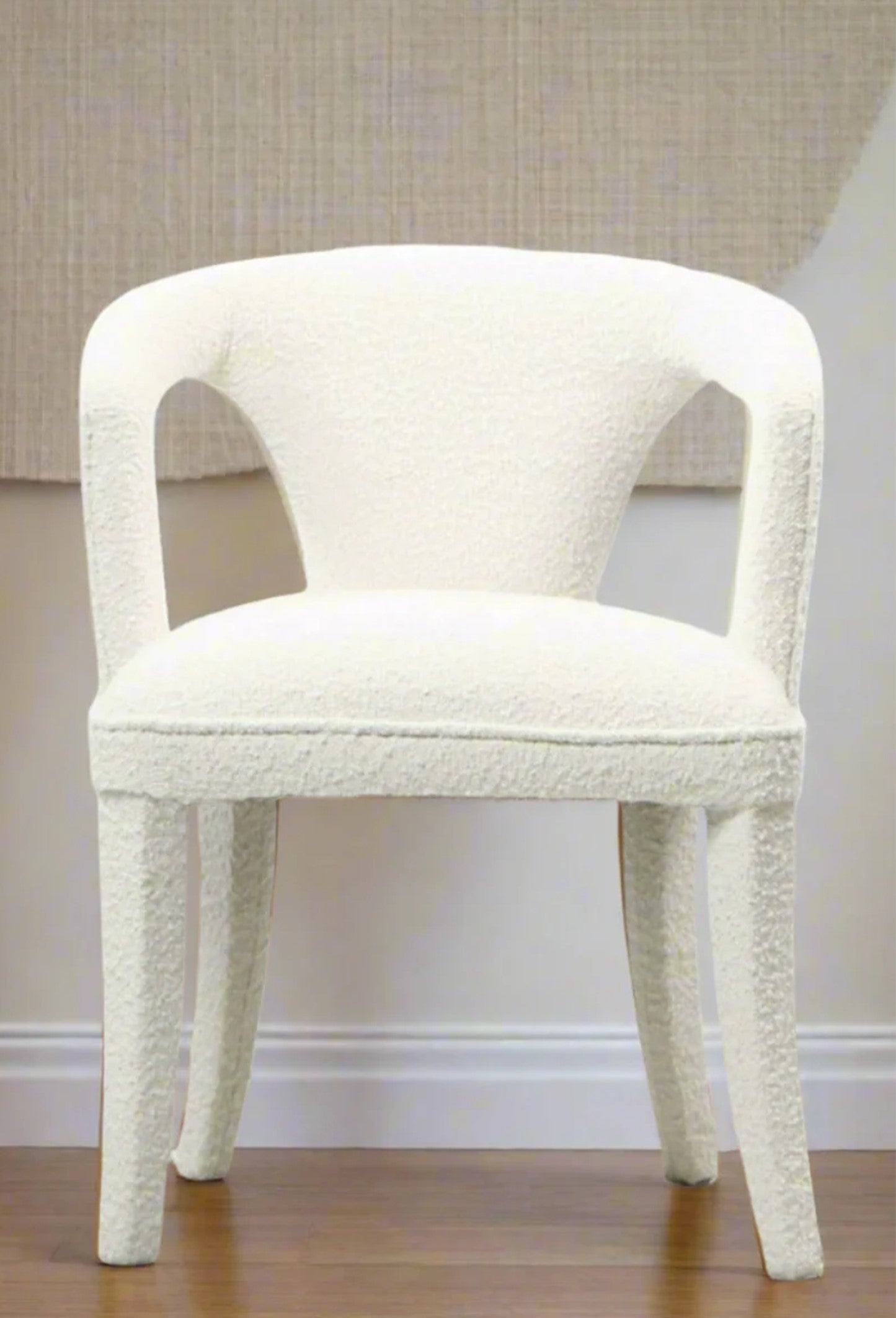 Swift Boucle Dining Armchair Chair in White