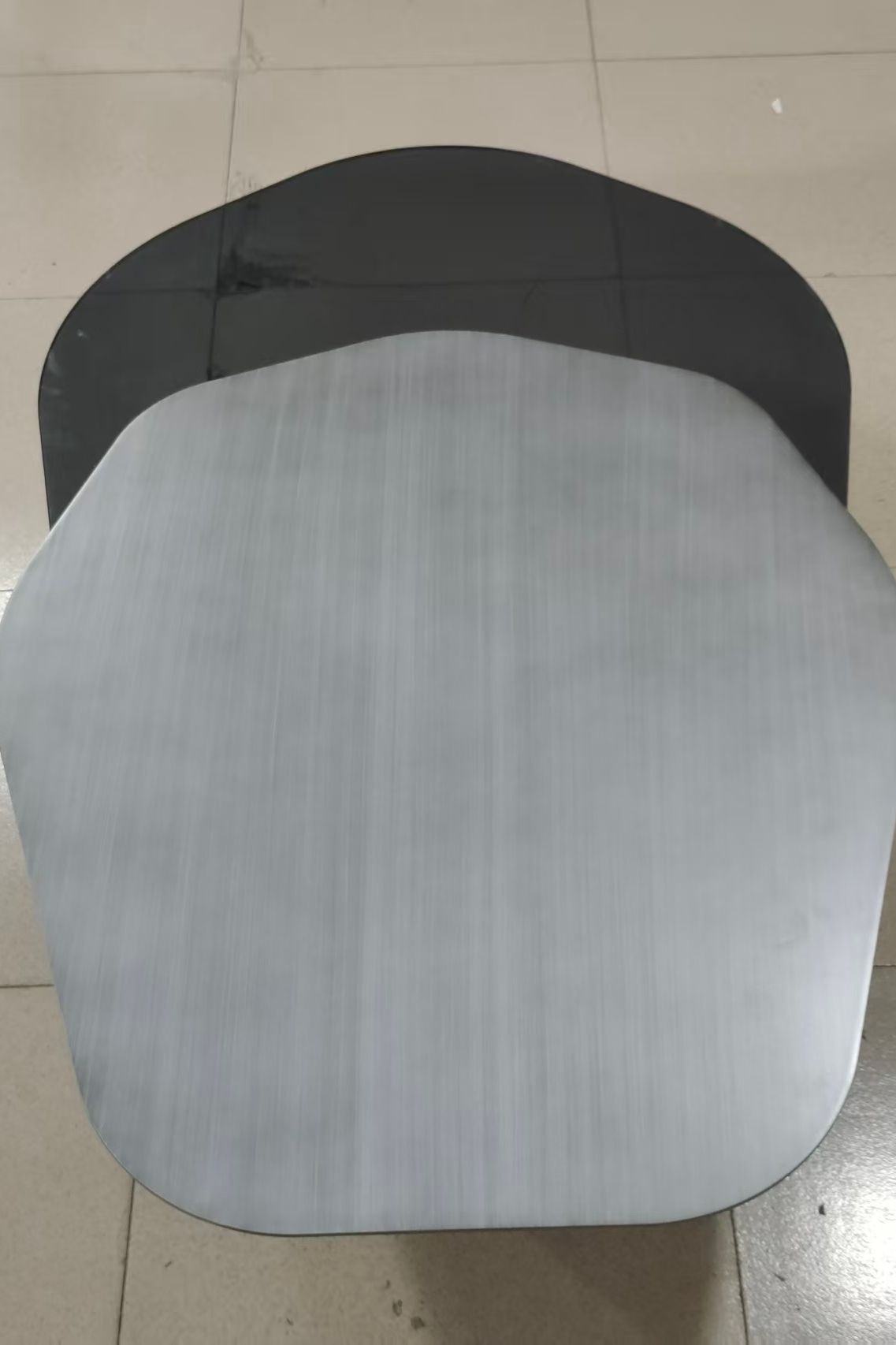 Modern Irregular 43" Kaylee Coffee Table in Matt Silver