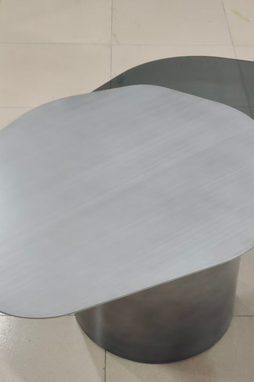 Modern Irregular 43" Kaylee Coffee Table in Matt Silver