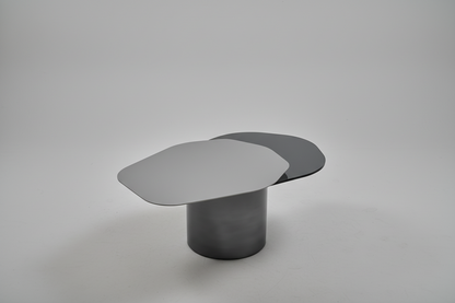 Modern Irregular 43" Kaylee Coffee Table in Matt Silver