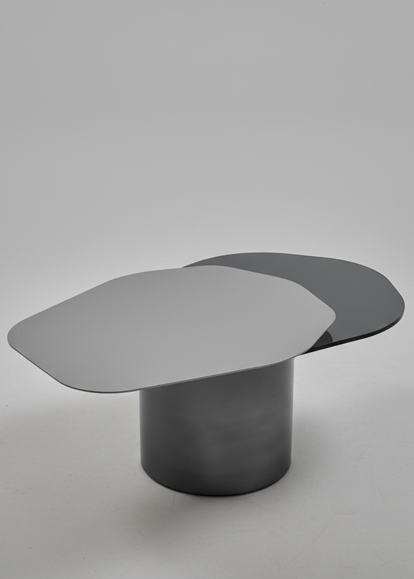 Modern Irregular 43" Kaylee Coffee Table in Matt Silver