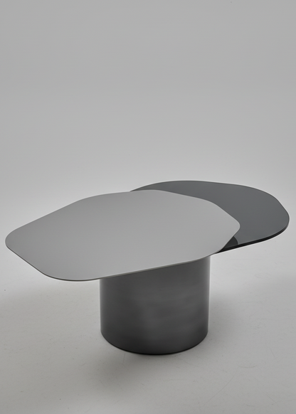 Modern Irregular 43" Kaylee Coffee Table in Matt Silver