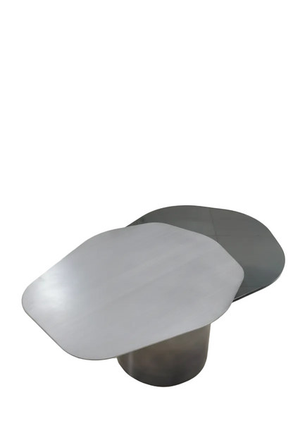 Modern Irregular 43" Kaylee Coffee Table in Matt Silver