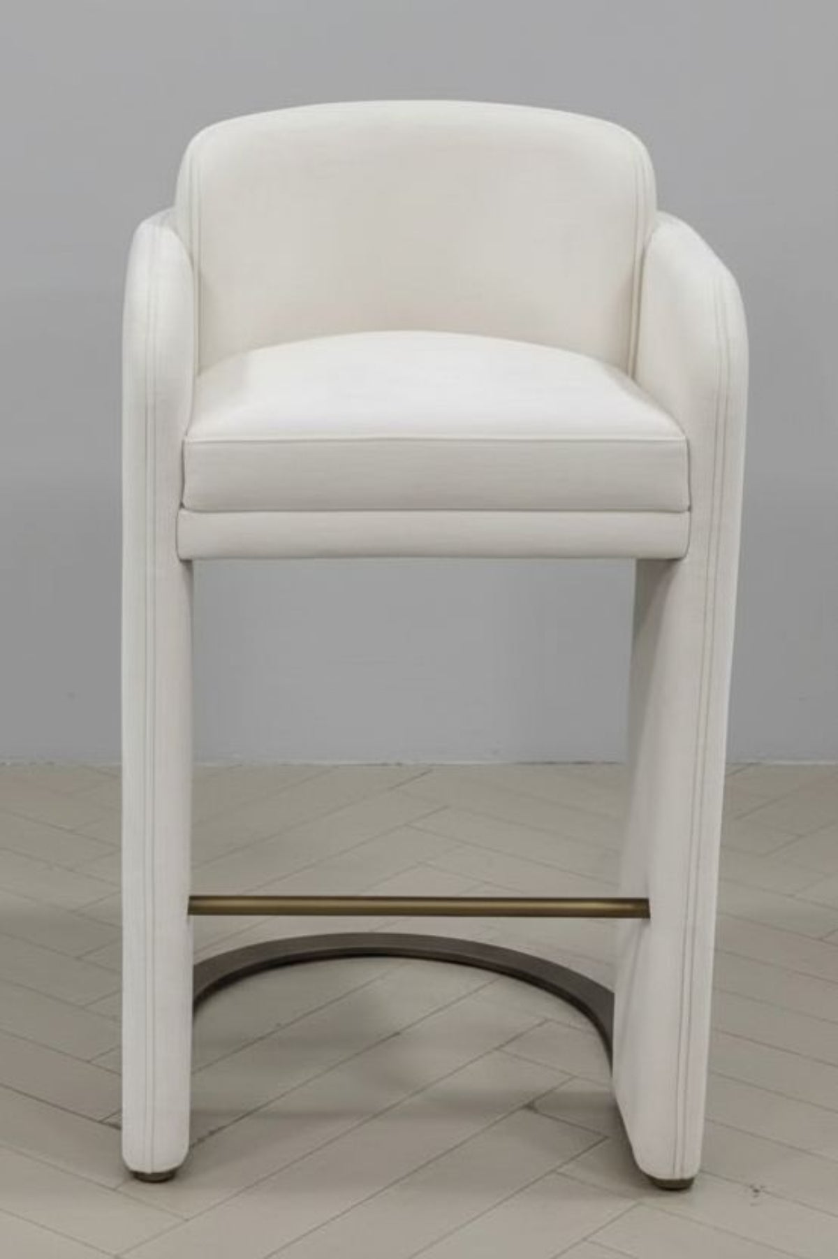 Indigo Upholstered 30"h White Bar Chair with Brass Base