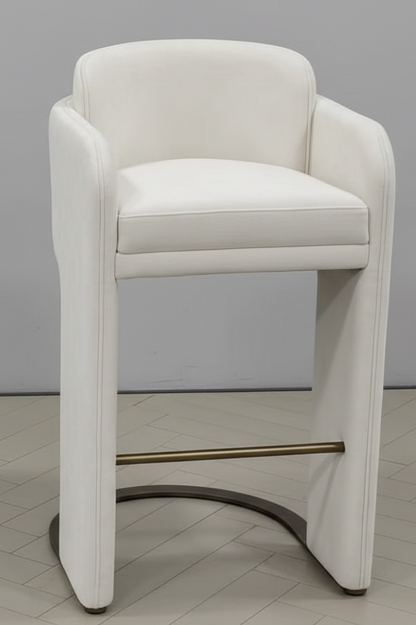 Indigo Upholstered 30"h White Bar Chair with Brass Base