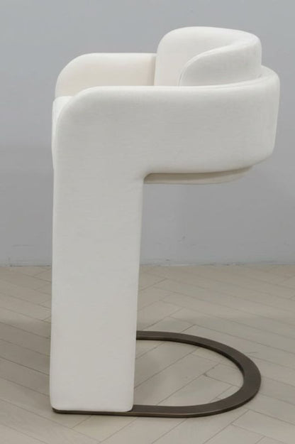 Indigo Upholstered 30"h White Bar Chair with Brass Base