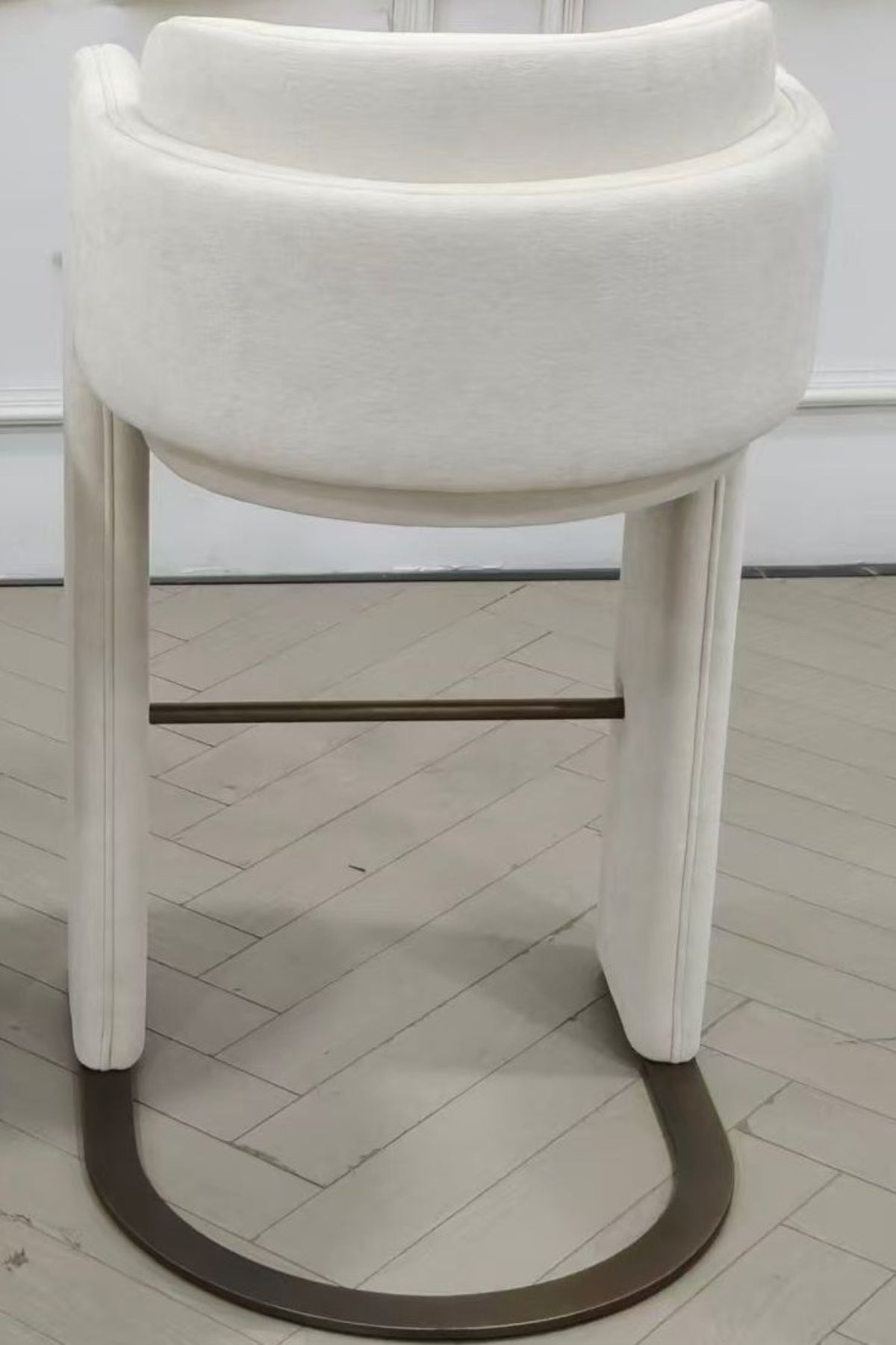 Indigo Upholstered 30"h White Bar Chair with Brass Base