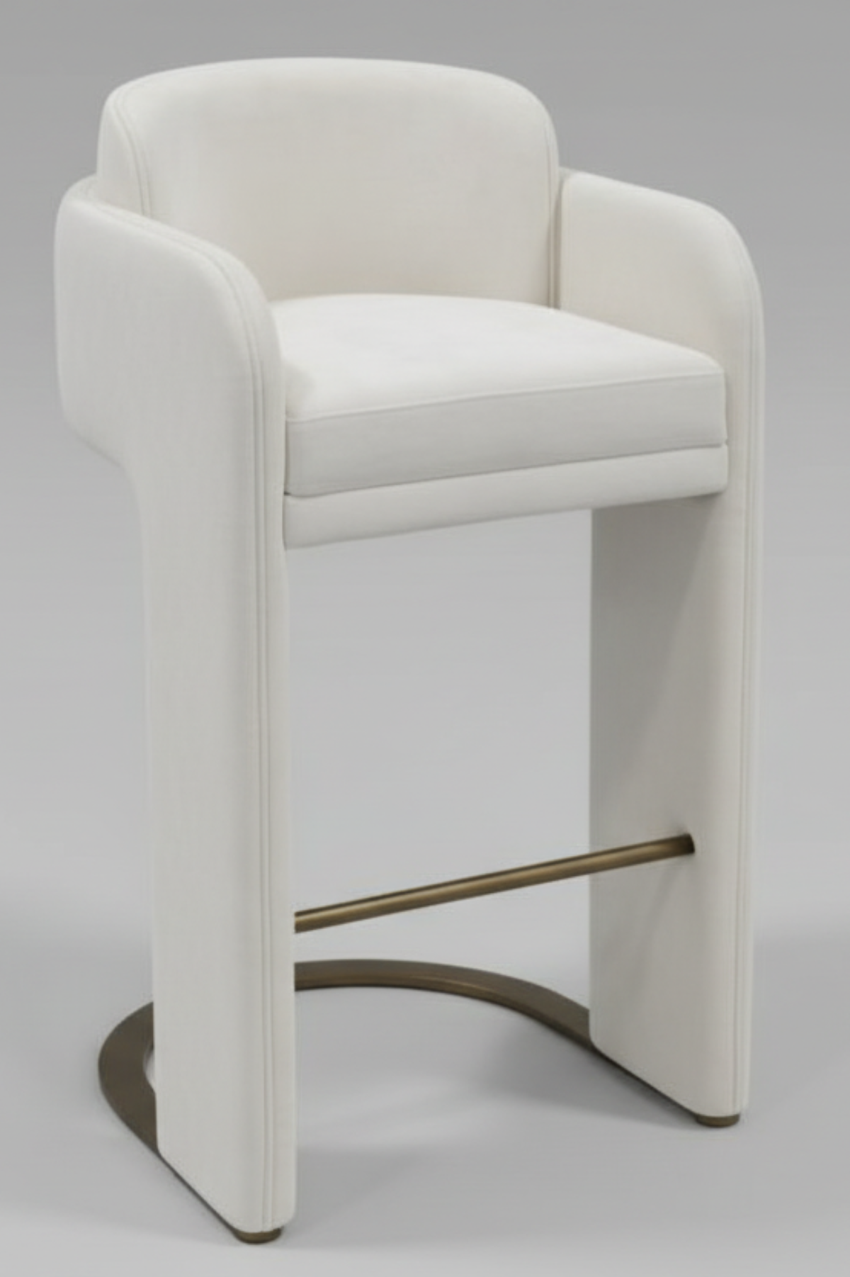 Indigo Upholstered 30"h White Bar Chair with Brass Base