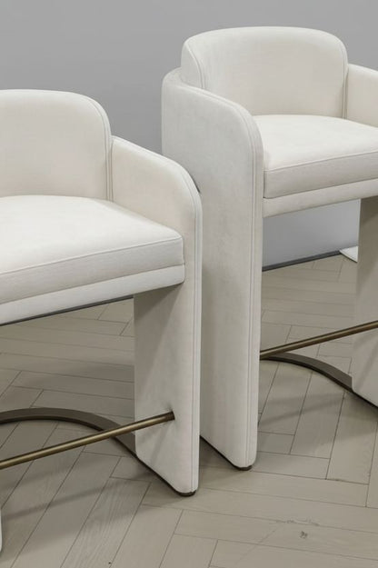 Indigo Upholstered 30"h White Bar Chair with Brass Base