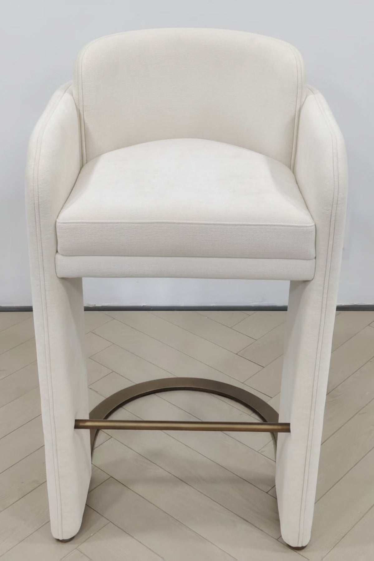 Indigo Upholstered 30"h White Bar Chair with Brass Base