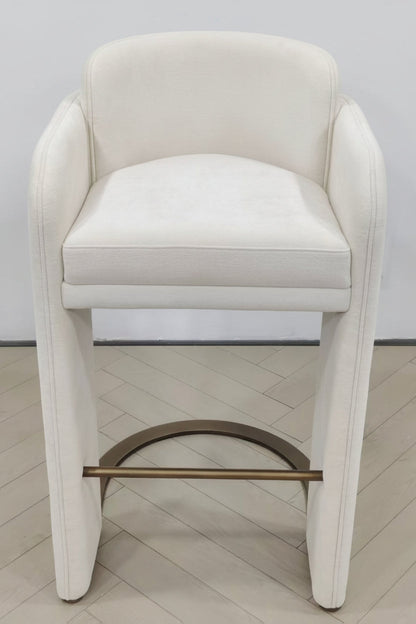 Indigo Upholstered 30"h White Bar Chair with Brass Base