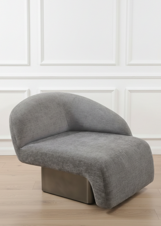 Kaia Modern Brown Chair,  Left Arm Accent Chair with Gold Base-Contemporary Lounge Chair for Living Room