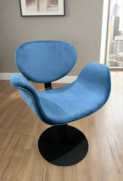 blue swivel mid century modern chairr