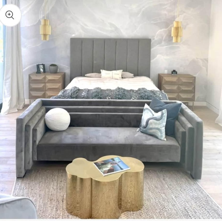 grey velvet sofa
