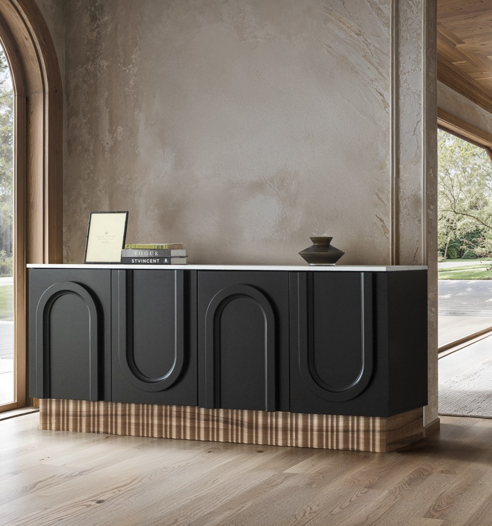 Cara Black and White Architectural Sideboard