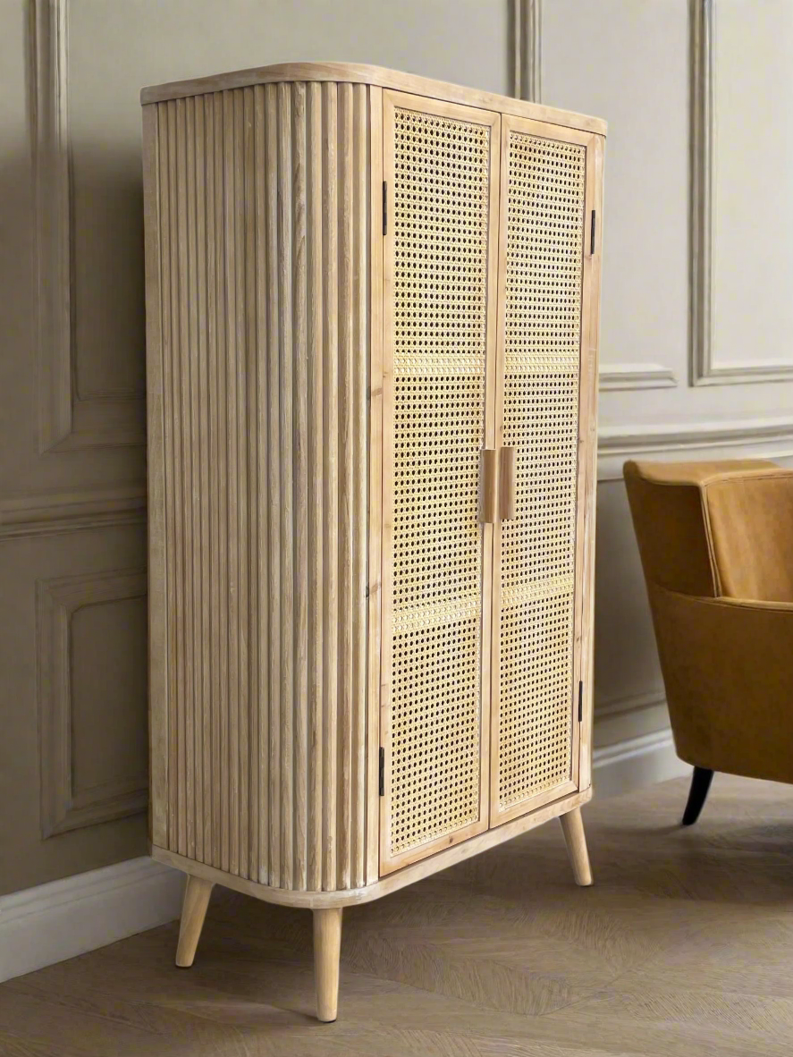 fluted bar cabinet