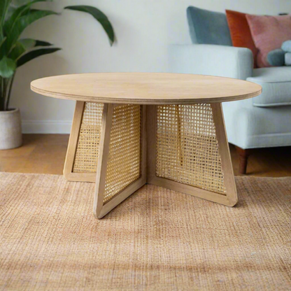 Shia Cane Round Natural Coffee Table