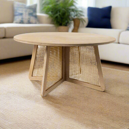 Shia Cane Round Natural Coffee Table