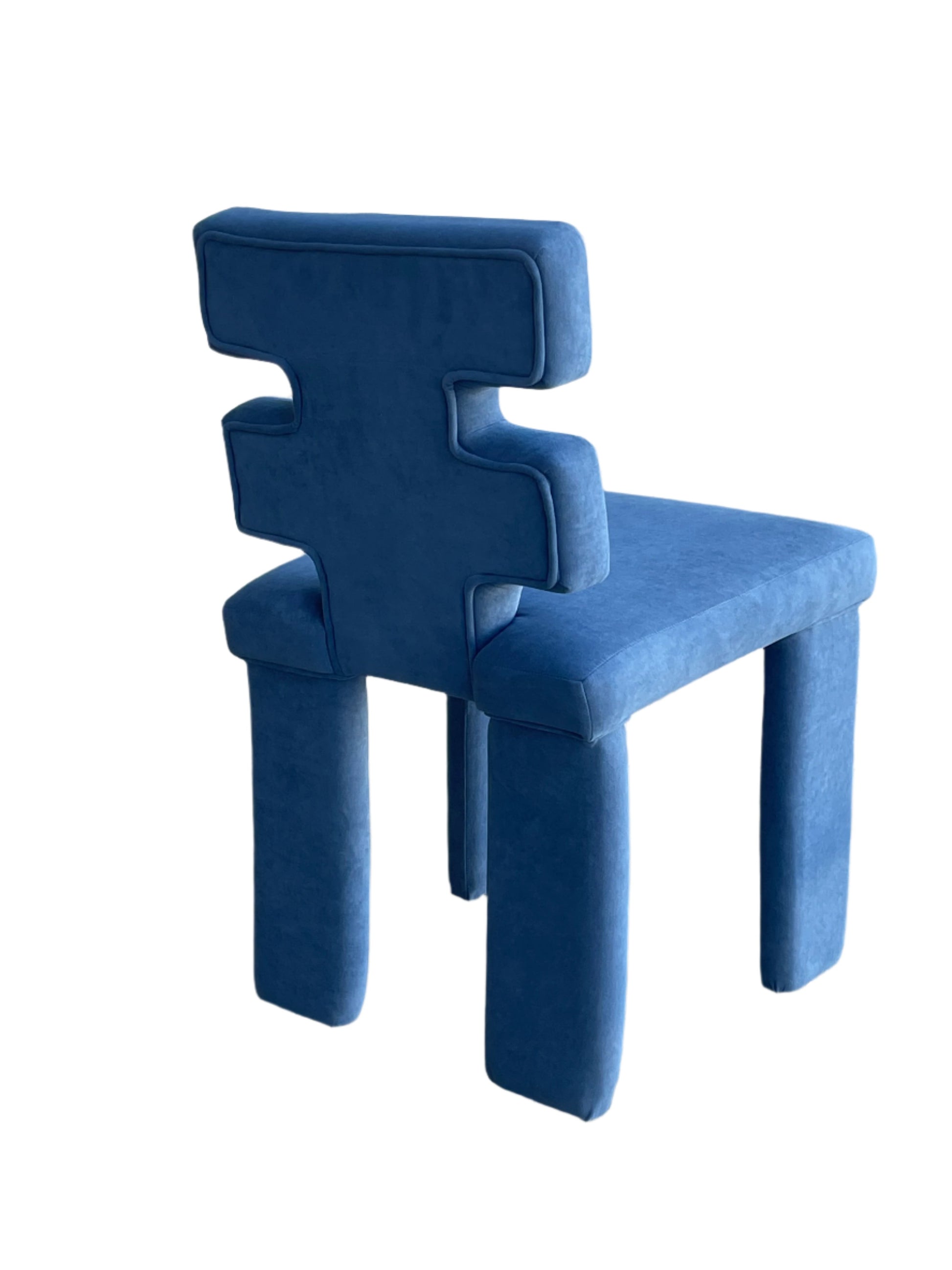 blue upholstered dining chair