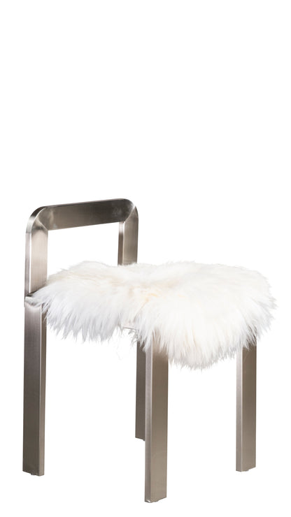 Tara Silver Metal Chair with Sheepskin pad