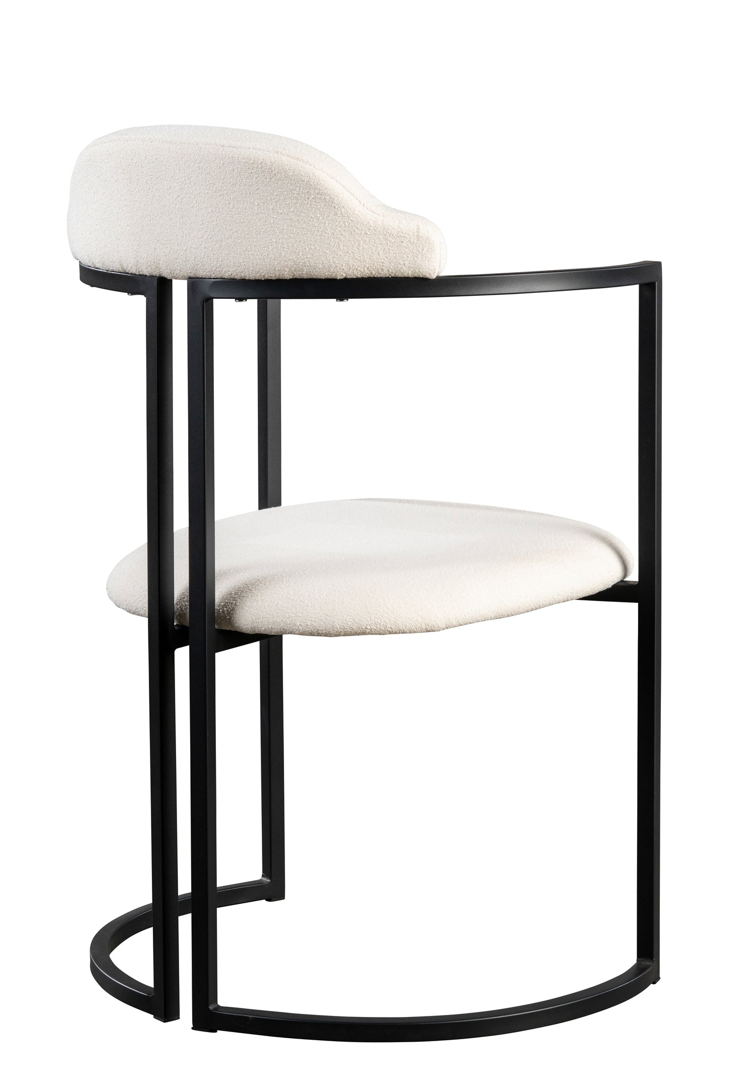 Bennett Boucle White Modern Dining Chair with Black Metal Base – Contemporary Side Chair